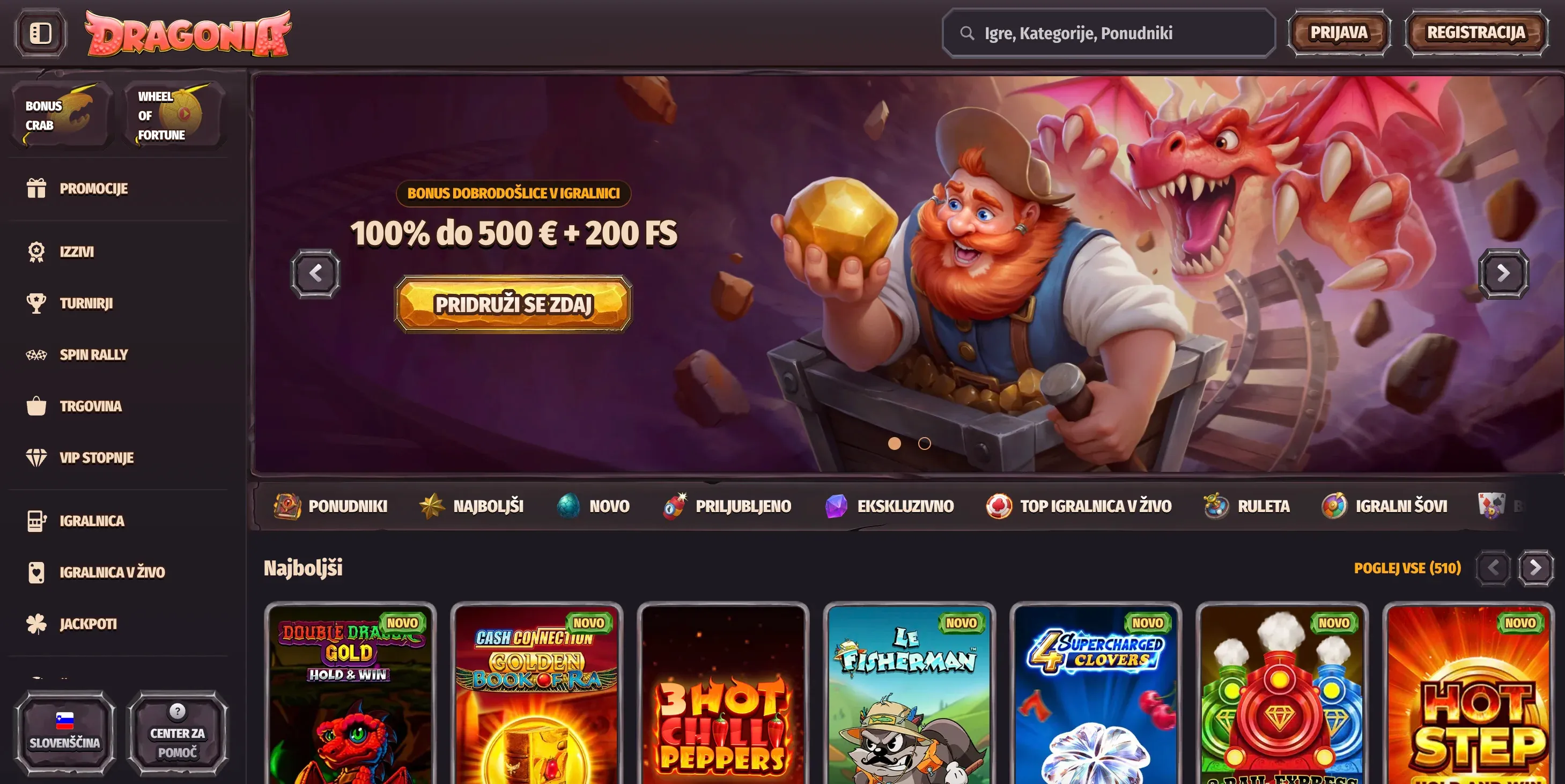 Domača stran Dragonia casino