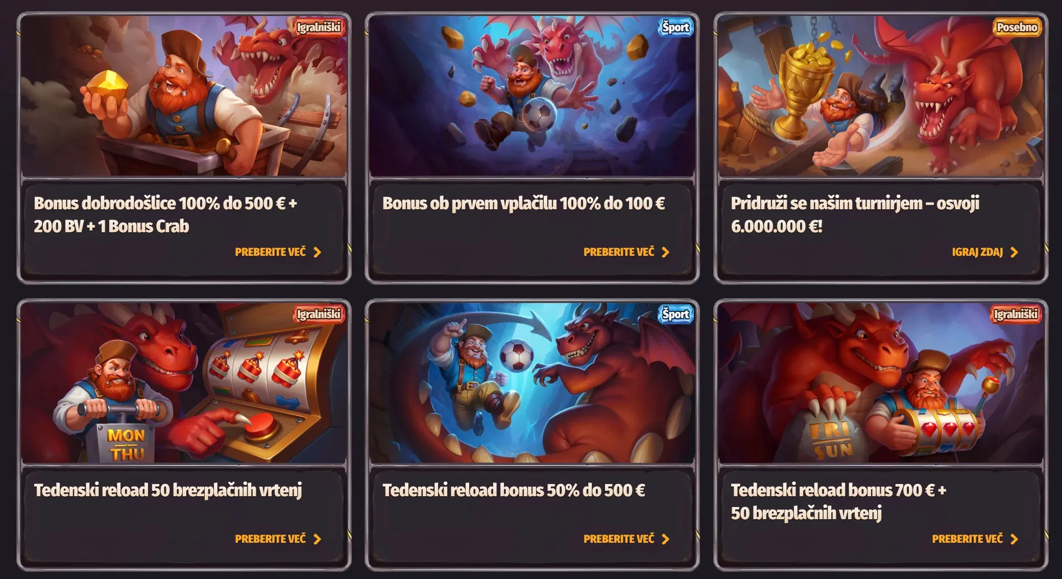 Promocije v igralnici Dragonia